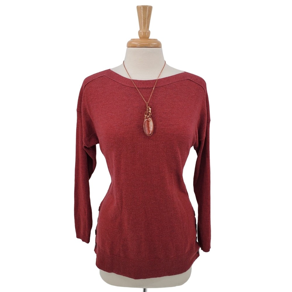 Chico's Womens S Red Sweater Cozycore Preppy Layering‎ Heritage Classic Knit